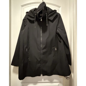 Calvin Klein Womens Black Hooded Zip Jacket Coat Size Large Polyester